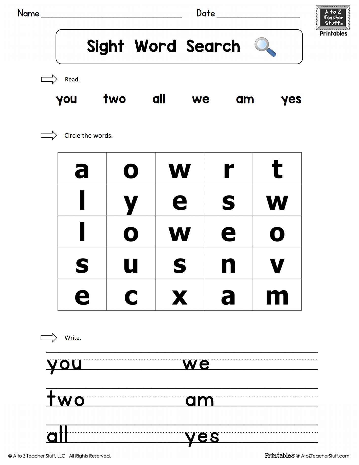 Sight Words Printable Free 30